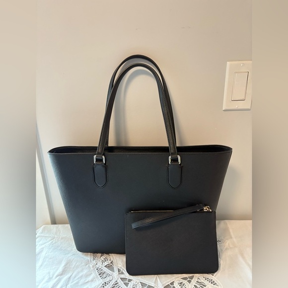 Kate Spade Black Leather Tote and Pouch - Picture 3 of 9